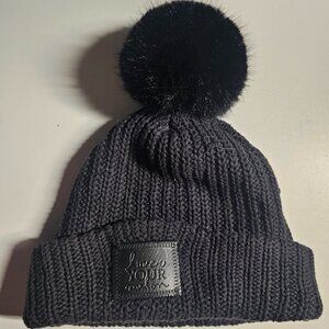 Love Your Melon Black Monochrome Pom Hat